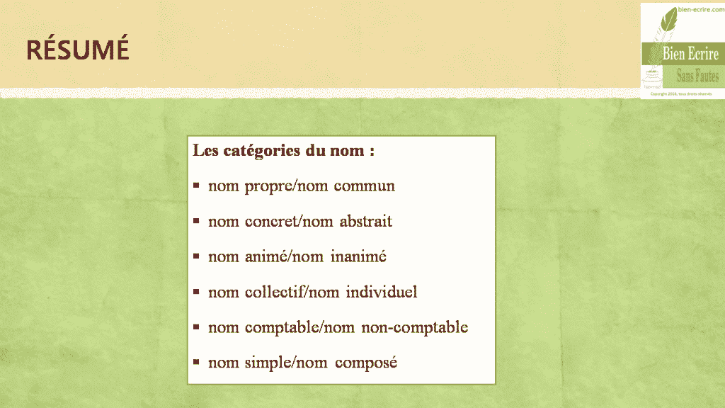 Les catégories du nom  nom propre/nom commun nom concret/nom abstrait