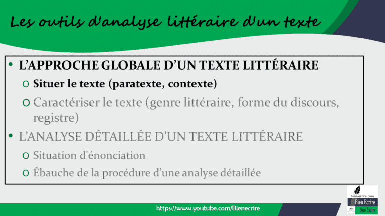 Les outils danalyse littéraire n1 approche globale Bien écrire