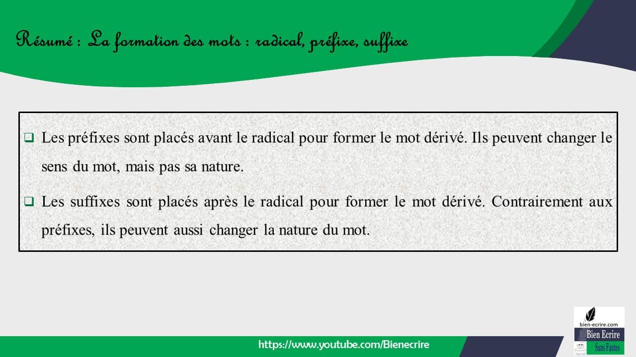 Radical préfixe suffixe formation des mots 1 3 Bien écrire