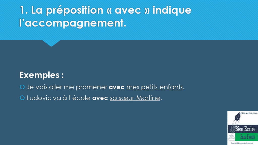 La préposition « avec » - Bien écrire