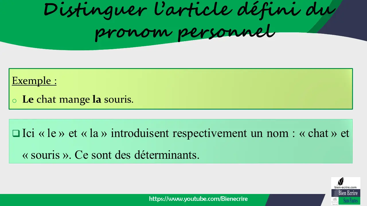 Exemple : o Le chat mange la souris.