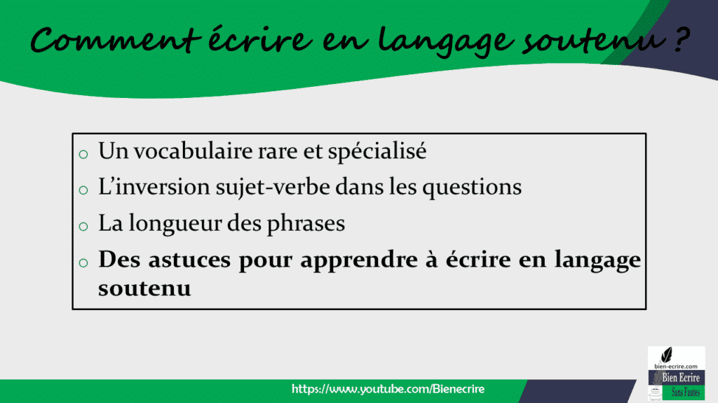 Expression 5 – écrire En Langage Soutenu - Bien écrire