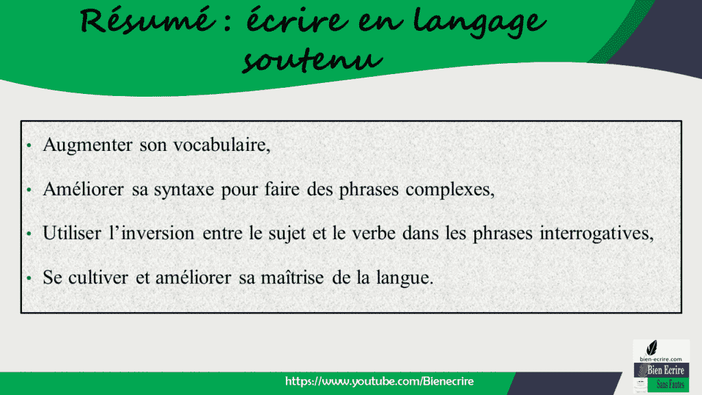 Expression 5 – écrire En Langage Soutenu - Bien écrire