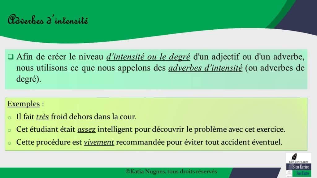 Adverbe 5 Adverbes D Intensite
