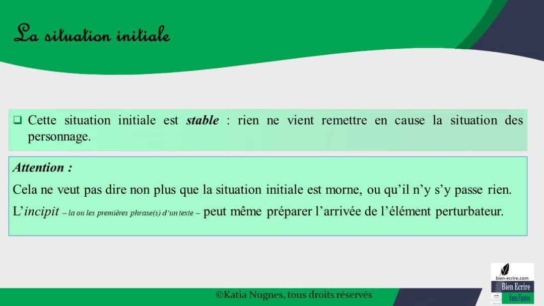 Situation initiale (schéma narratif 2/8) - Bien écrire