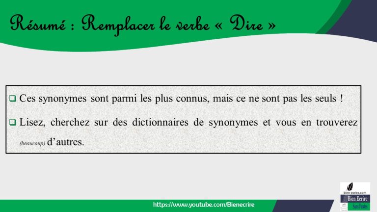 Liste 1 synonymes  du verbe dire  varier ses verbes de  