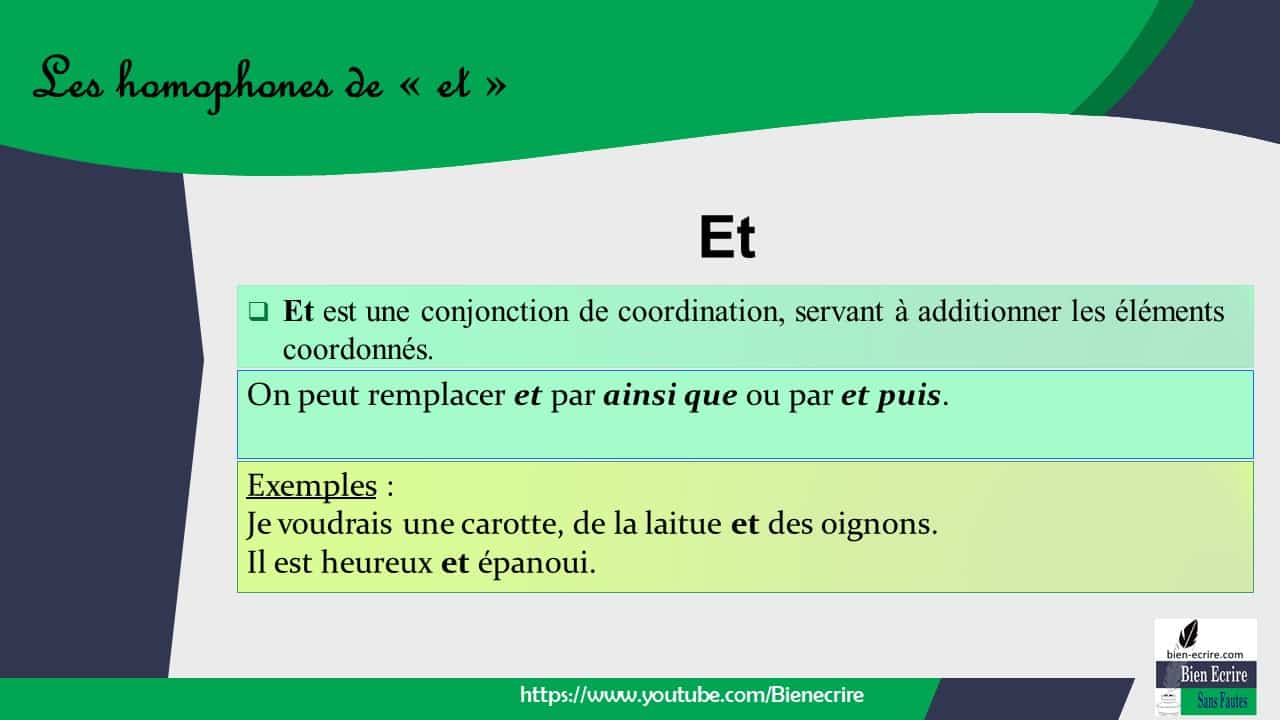 Homophone 1a – Et ou Est - Bien écrire