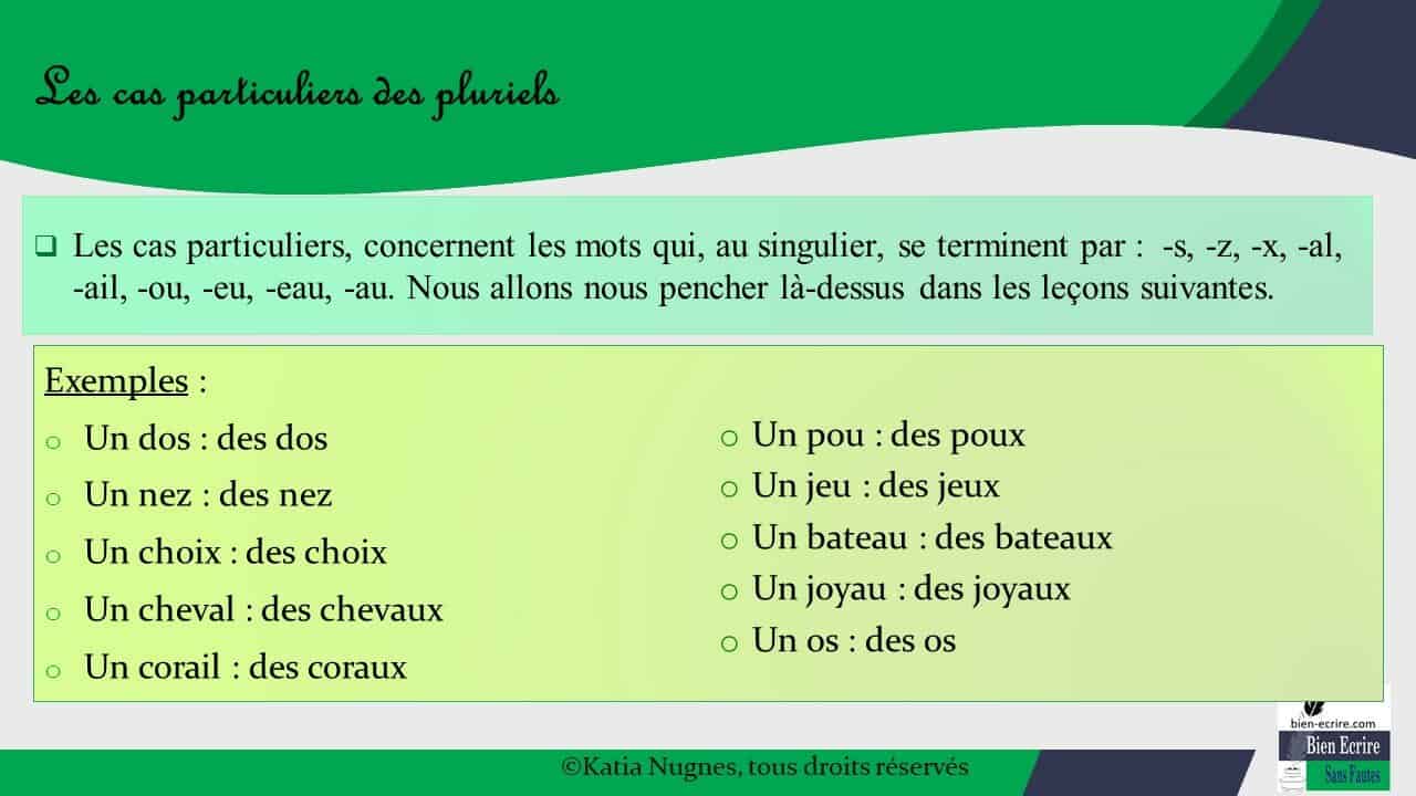 Noms pluriels 1 règle générale Bien écrire